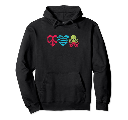 Peace Love And Octopus Peace Symbol Hoodie - Custom Art Print Men Women - T-Shirt, Sweatshirt, Hoodie