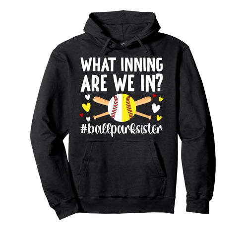 Funny Ballpark Sister Softball Hoodie - Minimalist Print Men Women - T-Shirt, Sweatshirt, Hoodie