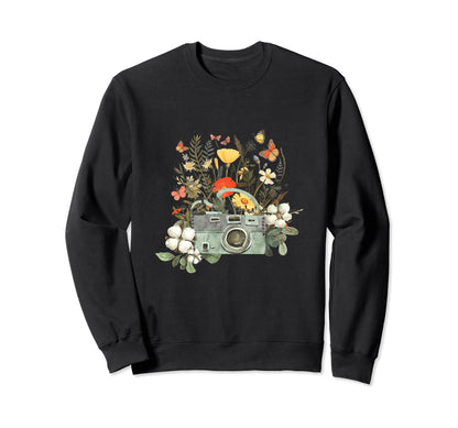Camera Wildflower Garden Botanical Sweatshirt - Custom Art Print Men Women - T-Shirt, Sweatshirt, Hoodie