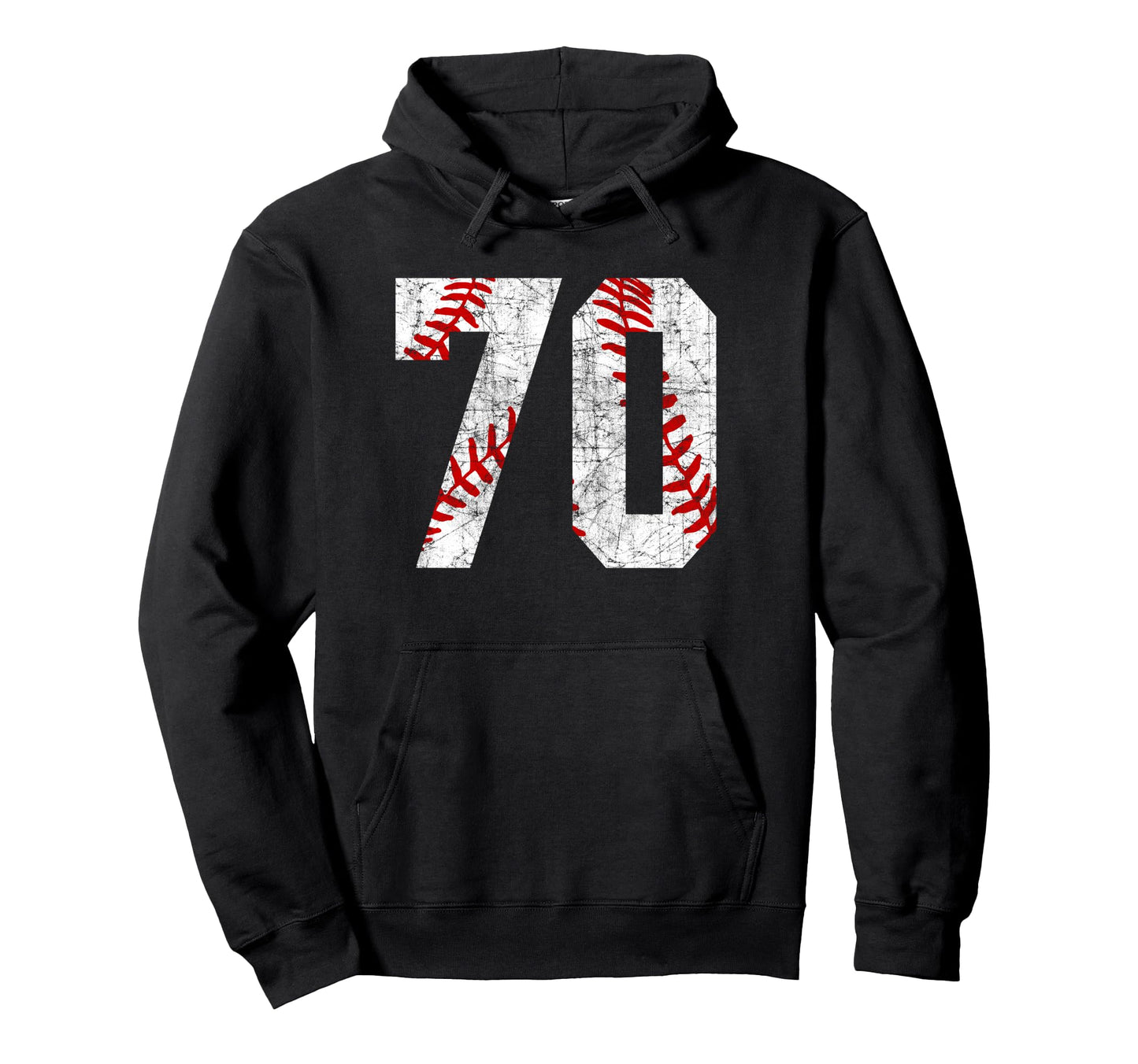 Distressed Baseball Number 70 Jersey Hoodie - Novelty Apparel for Adults - T-Shirt, Sweatshirt, Hoodie