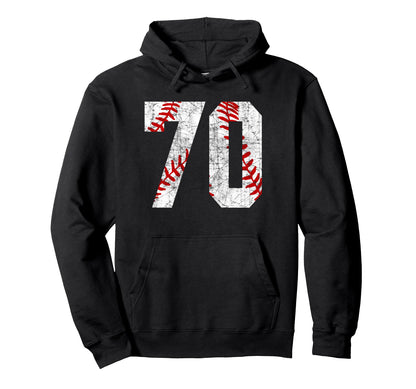 Distressed Baseball Number 70 Jersey Hoodie - Novelty Apparel for Adults - T-Shirt, Sweatshirt, Hoodie