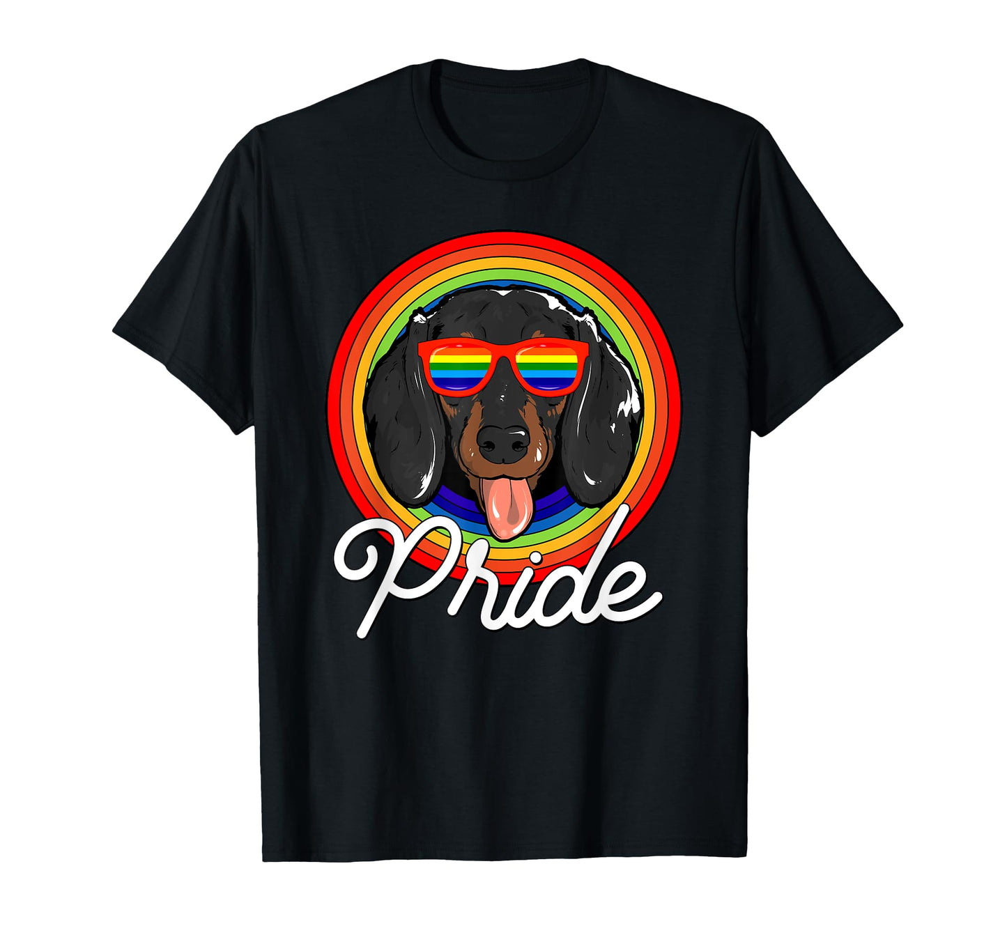 Dachshund Lgbt Pride Rainbow Sunglasses T-Shirt - Graphic Print for Adults - T-Shirt, Sweatshirt, Hoodie