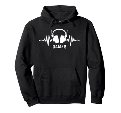 Gamer Heartbeat Headphone Gamer Mom Hoodie - Fun Novelty Design Men Women - T-Shirt, Sweatshirt, Hoodie