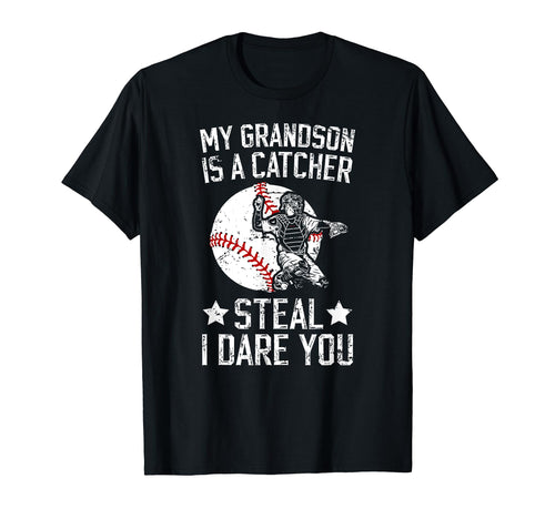 My Grandson Baseball Catcher Grandma T-Shirt - Novelty Apparel for Adults - T-Shirt, Sweatshirt, Hoodie