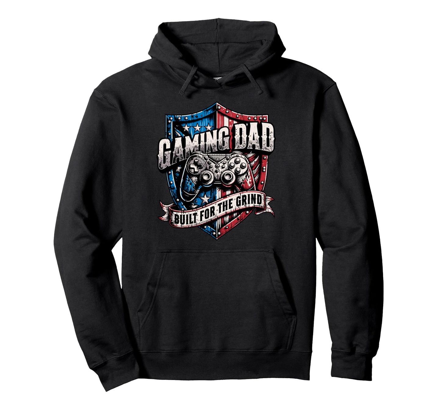 Patriotic Usa Gaming Dad Built Grind Hoodie - Graphic Print for Adults - T-Shirt, Sweatshirt, Hoodie