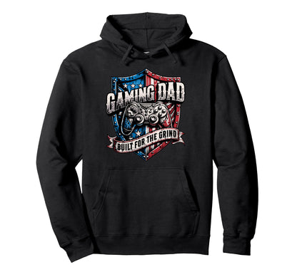 Patriotic Usa Gaming Dad Built Grind Hoodie - Graphic Print for Adults - T-Shirt, Sweatshirt, Hoodie