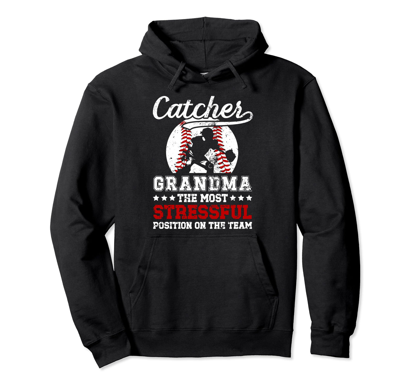 Baseball Catcher Grandma Funny Baseball Hoodie - Unique Graphic Unisex - T-Shirt, Sweatshirt, Hoodie