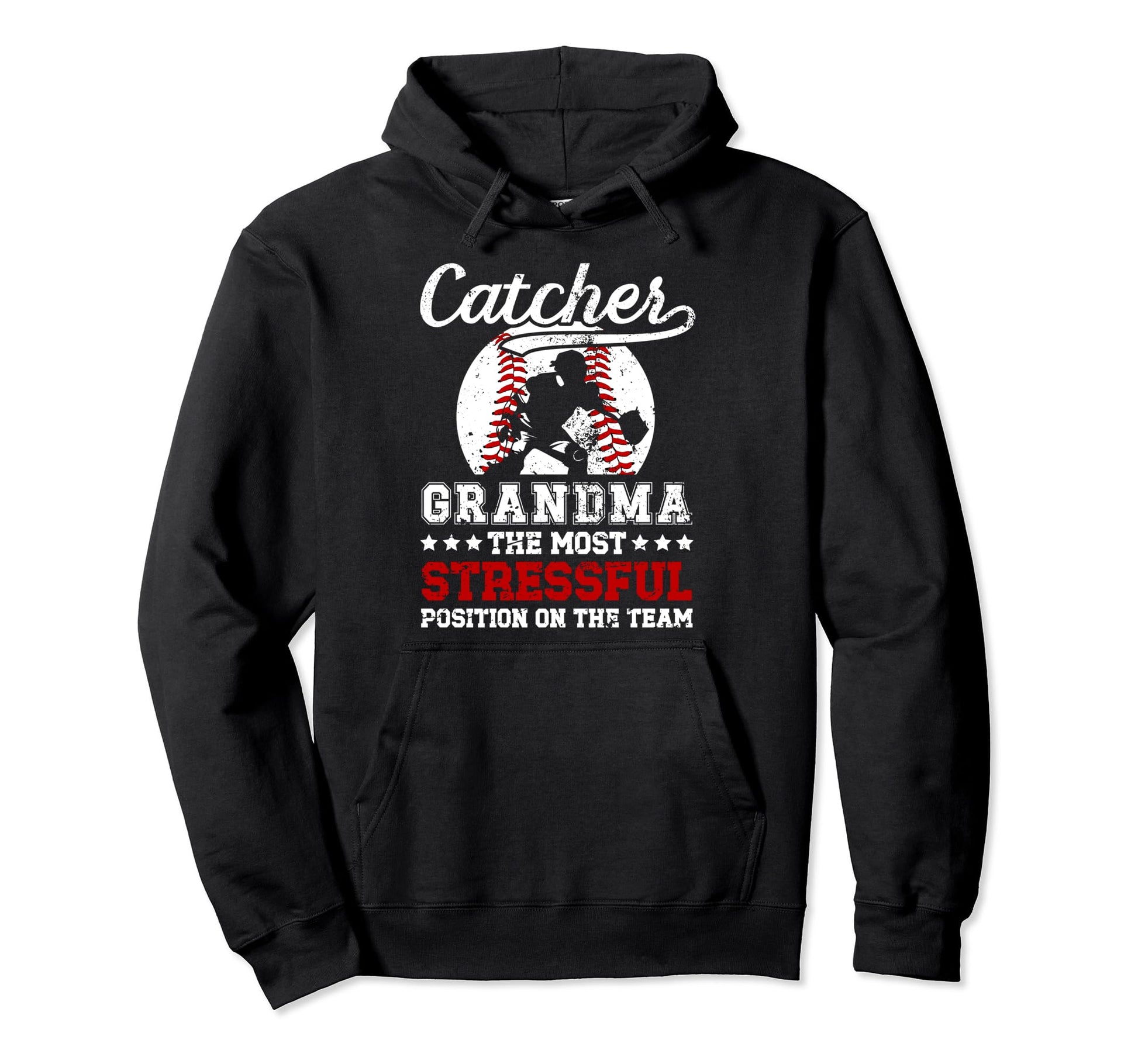 Baseball Catcher Grandma Funny Baseball Hoodie - Unique Graphic Unisex - T-Shirt, Sweatshirt, Hoodie