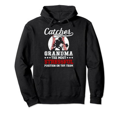 Baseball Catcher Grandma Funny Baseball Hoodie - Unique Graphic Unisex - T-Shirt, Sweatshirt, Hoodie