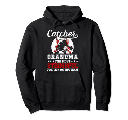 Baseball Catcher Grandma Funny Baseball Hoodie - Unique Graphic Unisex - T-Shirt, Sweatshirt, Hoodie