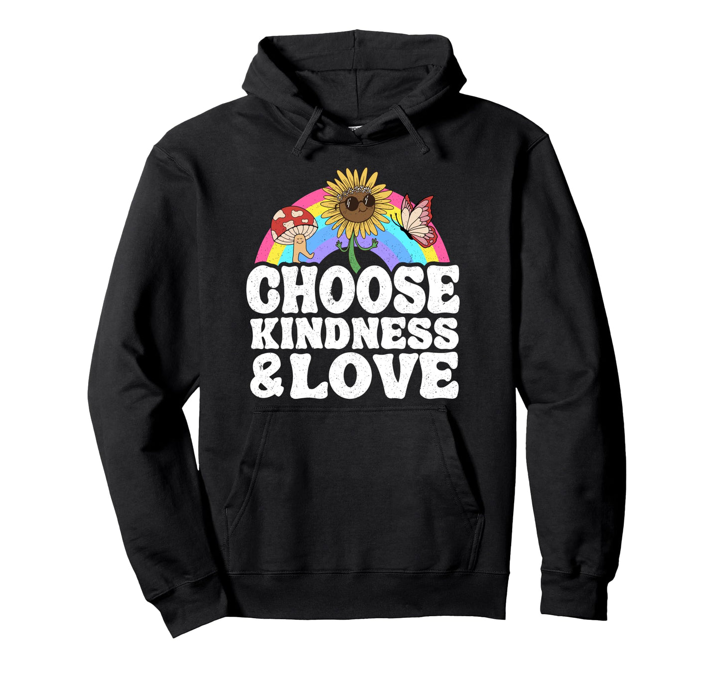 Anti Bullying Rainbow Peace Hippie Hoodie - Aesthetic Graphic for Adults - T-Shirt, Sweatshirt, Hoodie