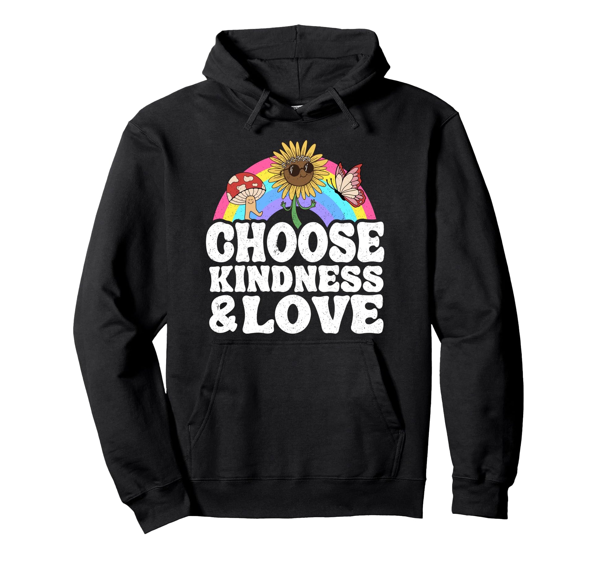Anti Bullying Rainbow Peace Hippie Hoodie - Aesthetic Graphic for Adults - T-Shirt, Sweatshirt, Hoodie