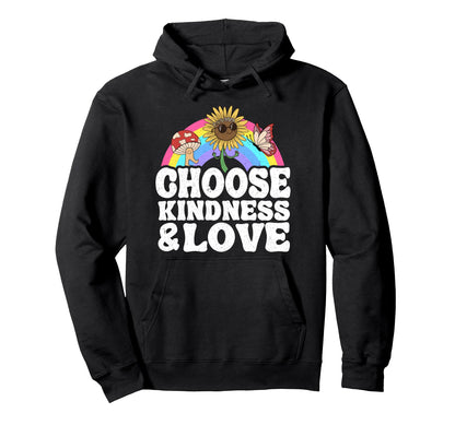 Anti Bullying Rainbow Peace Hippie Hoodie - Aesthetic Graphic for Adults - T-Shirt, Sweatshirt, Hoodie