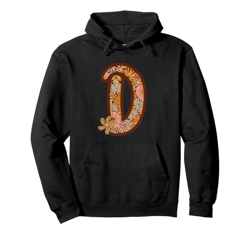 Letter D Initial Floral Monogram Hoodie - Casual Everyday Wear Men Women - T-Shirt, Sweatshirt, Hoodie