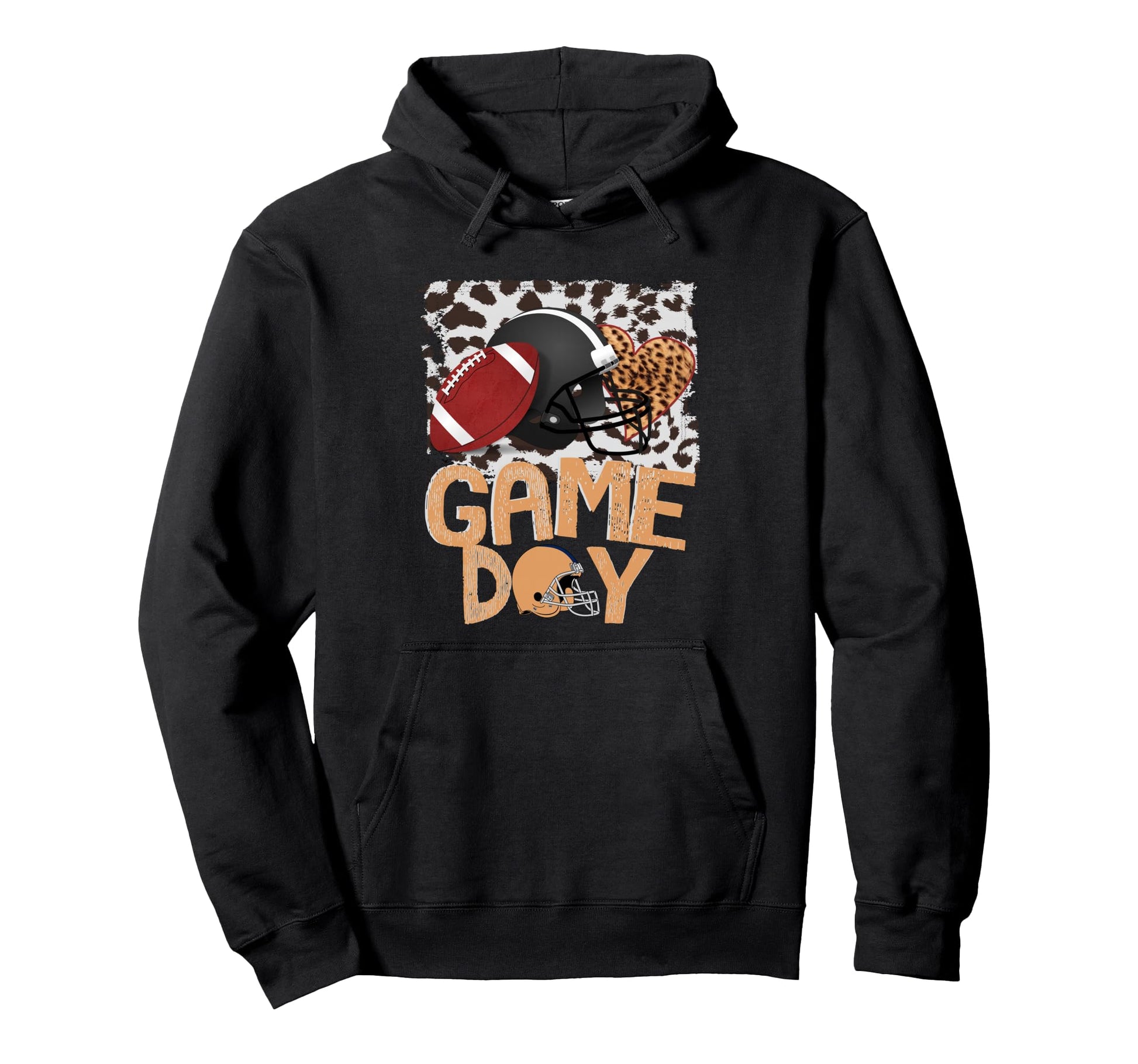 Bleached Game Day Leopard Football Hoodie - Graphic Print for Adults - T-Shirt, Sweatshirt, Hoodie
