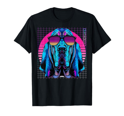 Bloodhound Sunglasses Dog Vaporwave T-Shirt - Custom Art Print Men Women - T-Shirt, Sweatshirt, Hoodie