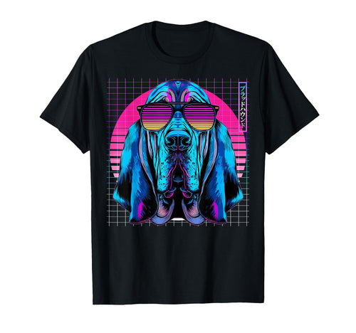 Bloodhound Sunglasses Dog Vaporwave T-Shirt - Custom Art Print Men Women - T-Shirt, Sweatshirt, Hoodie