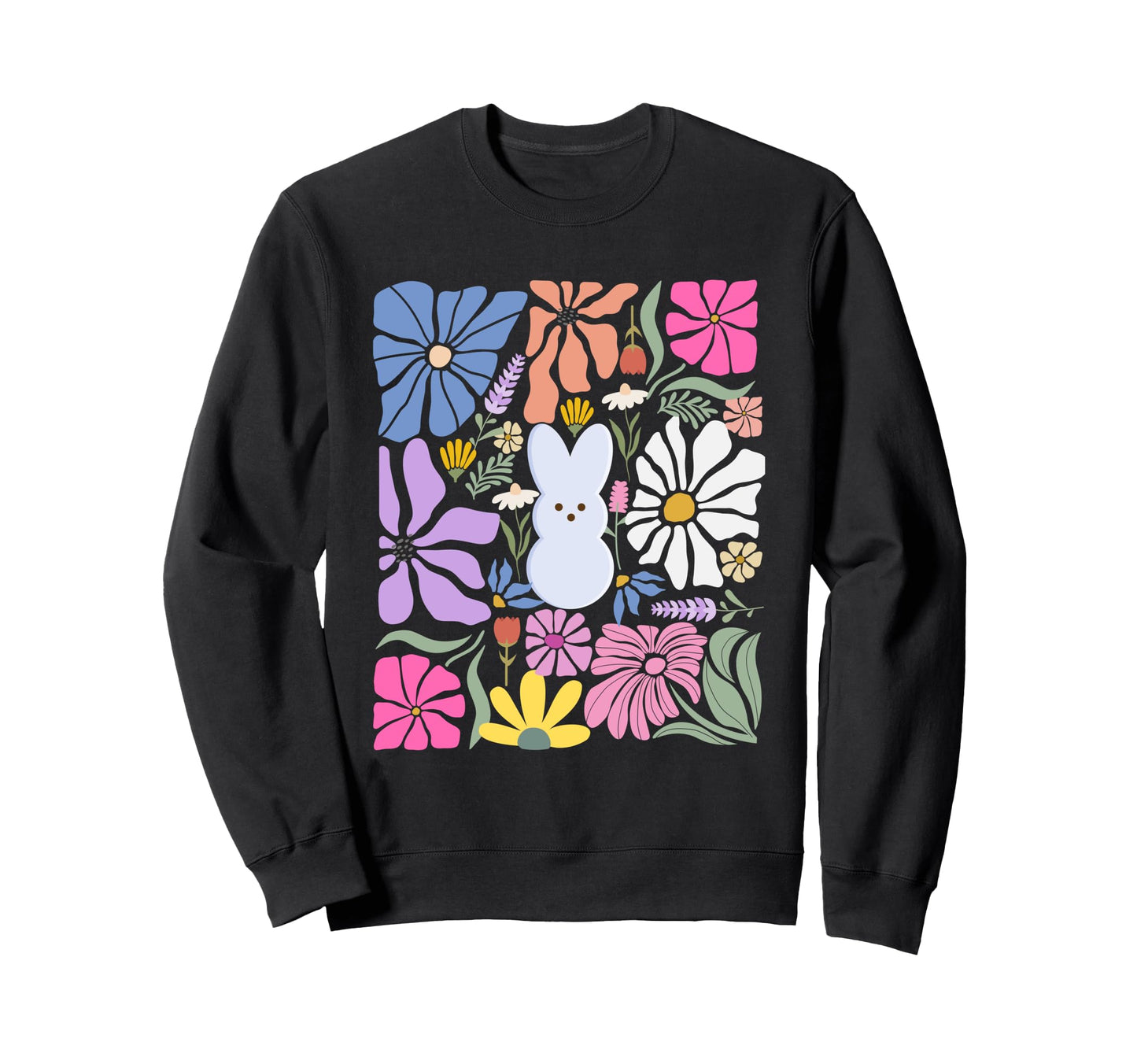 Easter Floral Bunny Boho Sweatshirt - Fun Novelty Design for Adults - T-Shirt, Sweatshirt, Hoodie