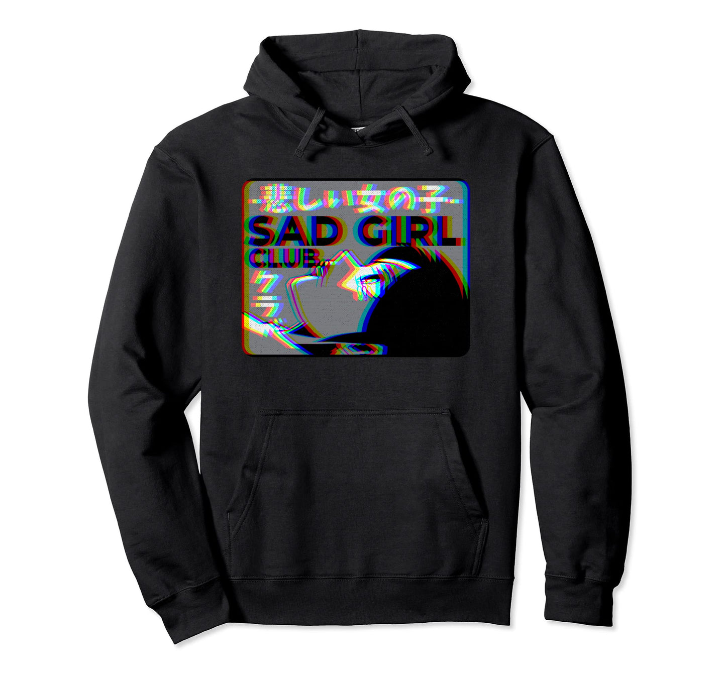 Anime Antisocial Sad Glitchy Vaporwave Hoodie - Minimalist Print Men Women - T-Shirt, Sweatshirt, Hoodie