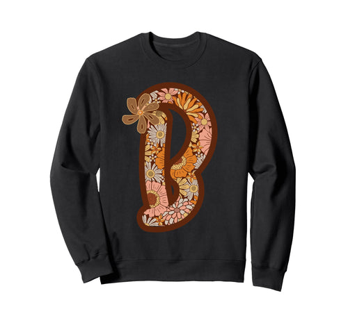 Letter B Initial Floral Monogram Sweatshirt - Fun Novelty Design Men Women - T-Shirt, Sweatshirt, Hoodie