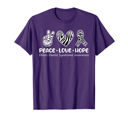 Peace Love Hope Ehlers Danlos T-Shirt - Trendy Graphic for Adults - T-Shirt, Sweatshirt, Hoodie