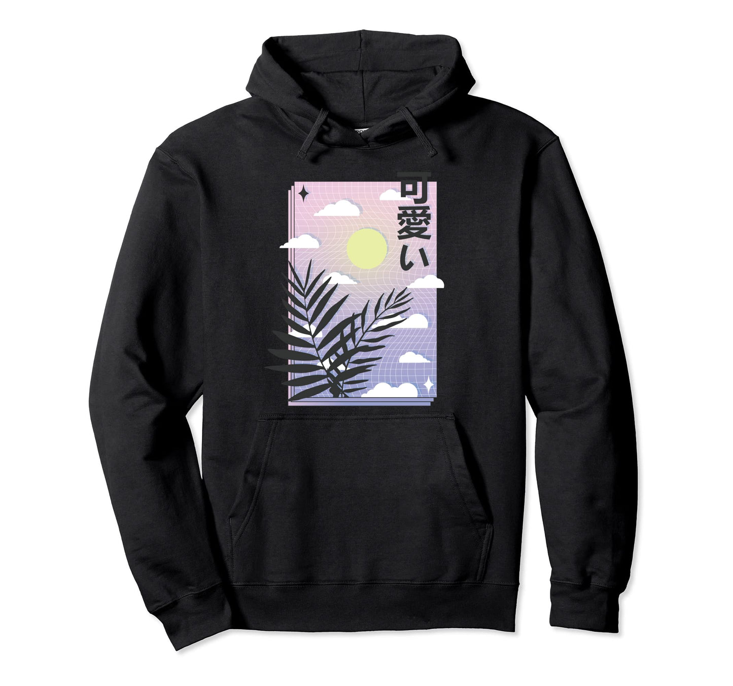 Vaporwave Japanese Aesthetic Pastel Grid Hoodie - Trendy Graphic Unisex - T-Shirt, Sweatshirt, Hoodie