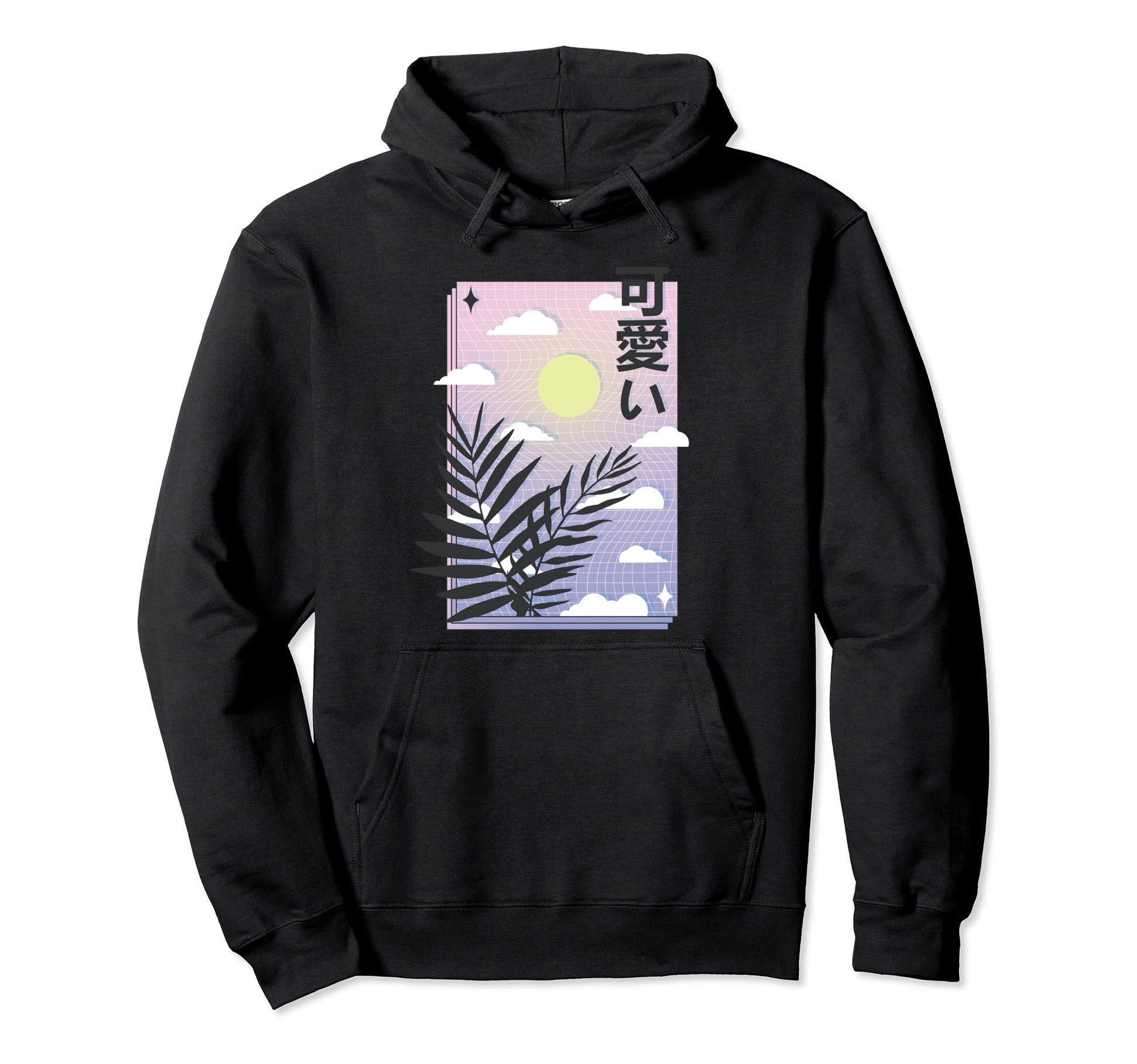 Vaporwave Japanese Aesthetic Pastel Grid Hoodie - Trendy Graphic Unisex - T-Shirt, Sweatshirt, Hoodie