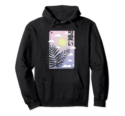 Vaporwave Japanese Aesthetic Pastel Grid Hoodie - Trendy Graphic Unisex - T-Shirt, Sweatshirt, Hoodie