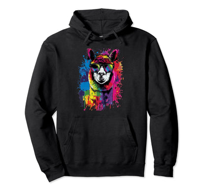 Funny Alpaca Art Sunglasses Pride Hoodie - Streetwear Style for Adults - T-Shirt, Sweatshirt, Hoodie