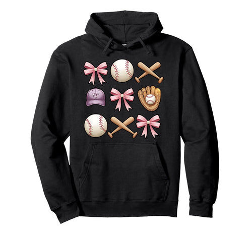 Baseball Coquette Bow Mom Sister Hoodie - Trendy Graphic Men Women - T-Shirt, Sweatshirt, Hoodie