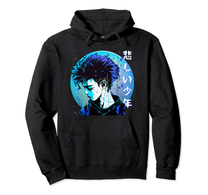 Sad Anime Edgy Japanese Vaporwave Hoodie - Aesthetic Graphic Men Women - T-Shirt, Sweatshirt, Hoodie