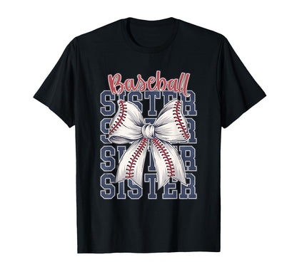 Baseball Sister Coquette Bow T-Shirt - Custom Art Print Men Women - T-Shirt, Sweatshirt, Hoodie