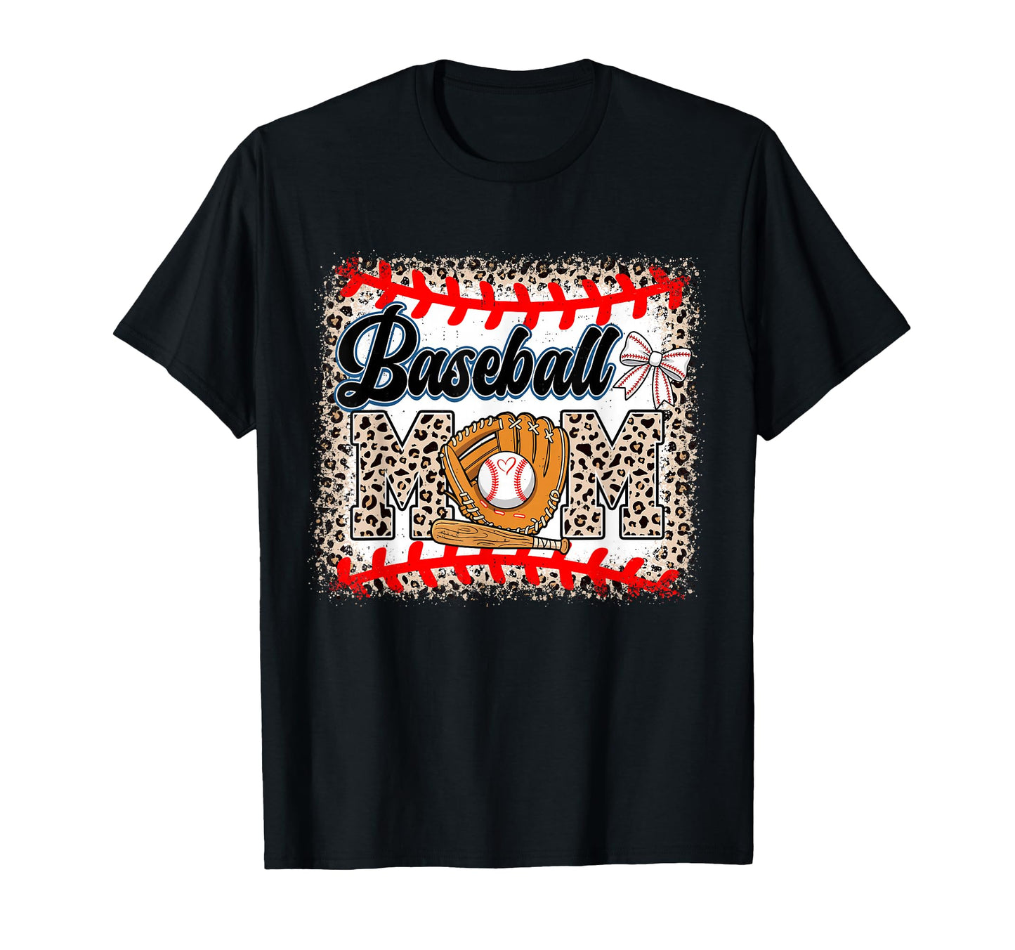 Leopard Baseball Mom Mama Both Mothers T-Shirt - Novelty Apparel Unisex - T-Shirt, Sweatshirt, Hoodie