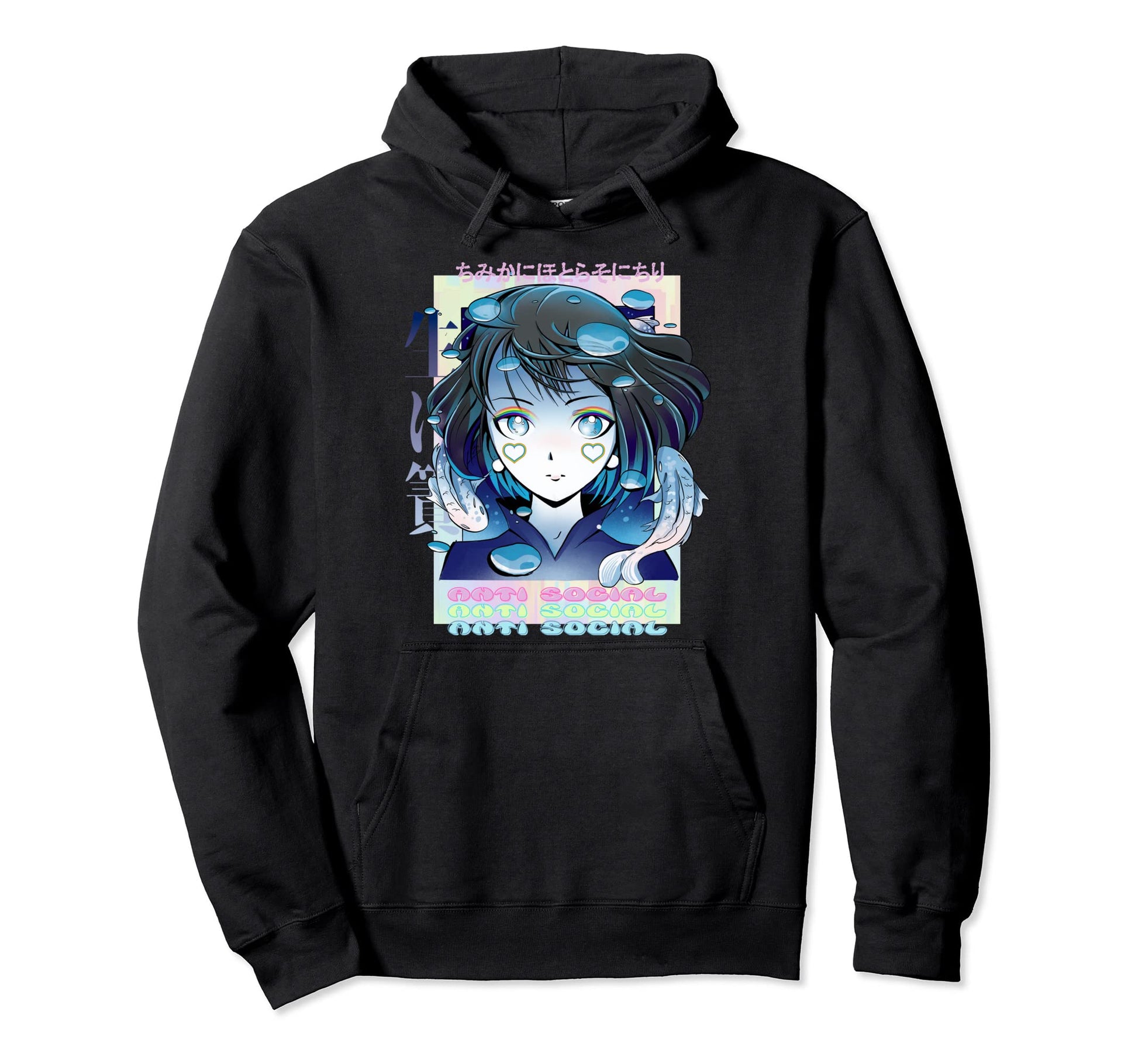 Antisocial Sad Anime Waifu Pastel Hoodie - Aesthetic Graphic for Adults - T-Shirt, Sweatshirt, Hoodie
