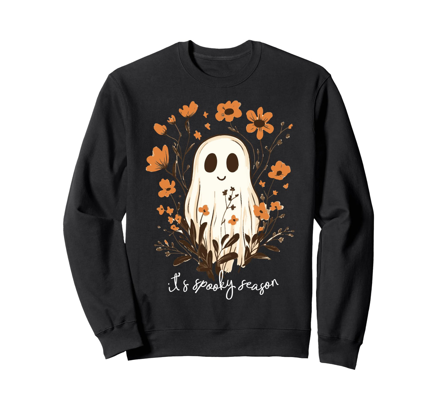 Ghost Spooky Season Floral Boho Sweatshirt - Novelty Apparel Unisex - T-Shirt, Sweatshirt, Hoodie