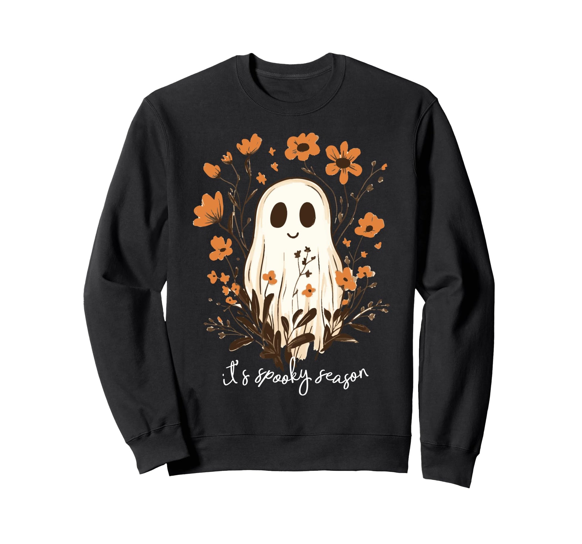 Ghost Spooky Season Floral Boho Sweatshirt - Novelty Apparel Unisex - T-Shirt, Sweatshirt, Hoodie