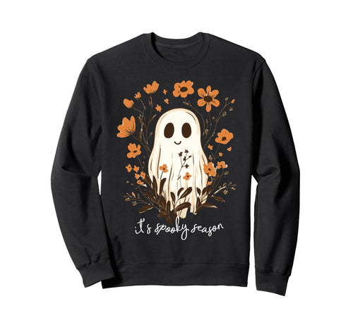Ghost Spooky Season Floral Boho Sweatshirt - Novelty Apparel Unisex - T-Shirt, Sweatshirt, Hoodie