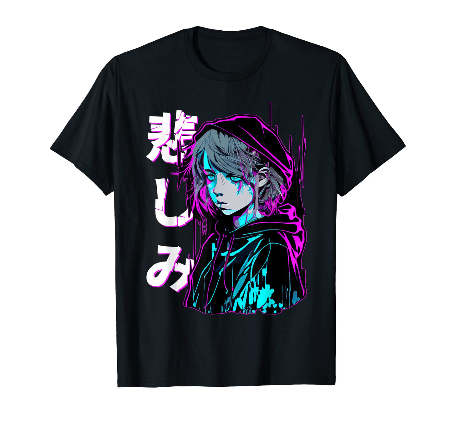 Sad Emo Anime Japanese Aesthetic Vaporwave T-Shirt - Novelty Apparel Unisex - T-Shirt, Sweatshirt, Hoodie