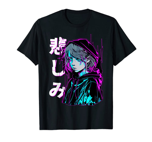 Sad Emo Anime Japanese Aesthetic Vaporwave T-Shirt - Novelty Apparel Unisex - T-Shirt, Sweatshirt, Hoodie