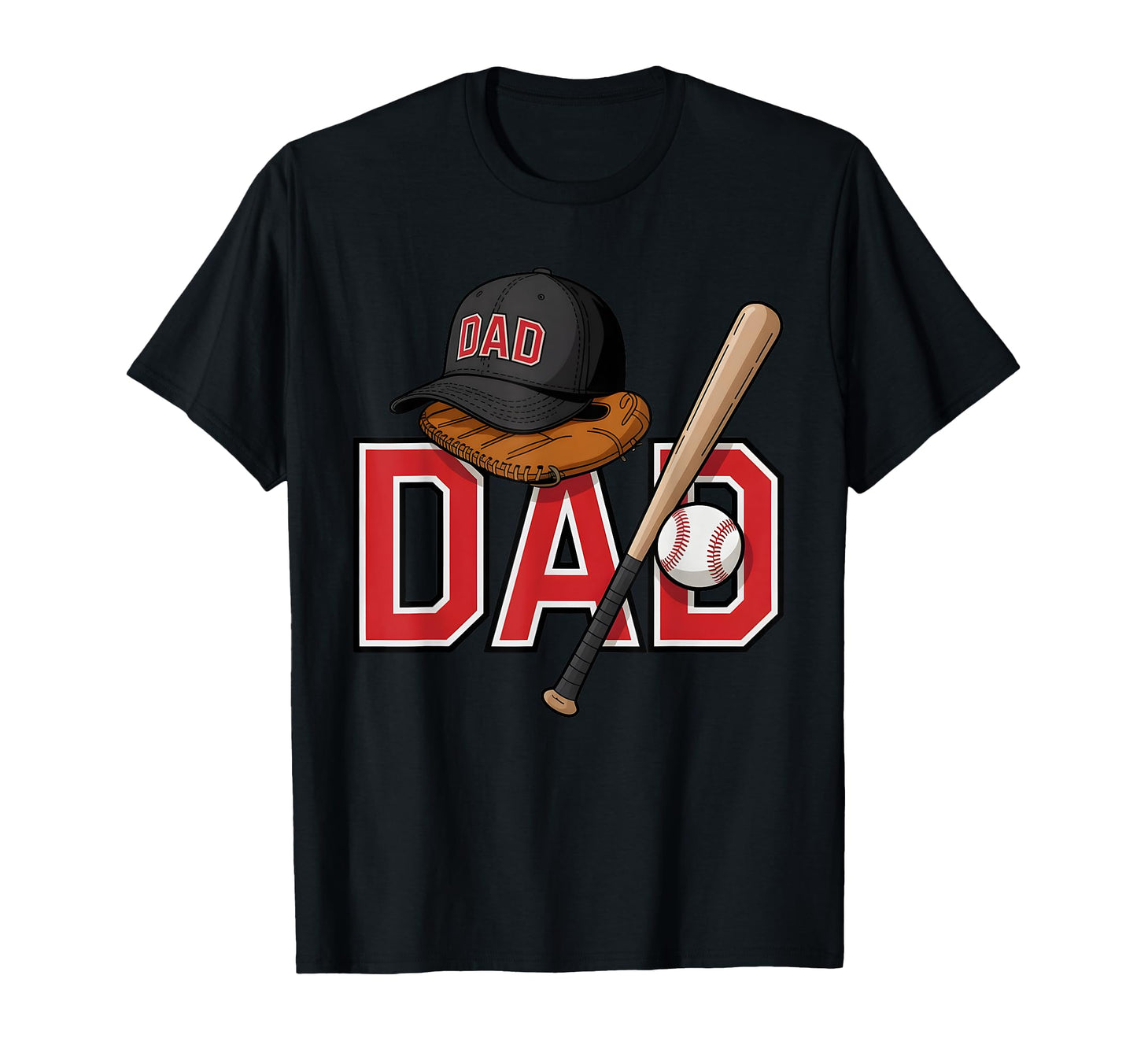 Baseball Glove Bat Cap Dad T-Shirt - Trendy Graphic for Adults - T-Shirt, Sweatshirt, Hoodie