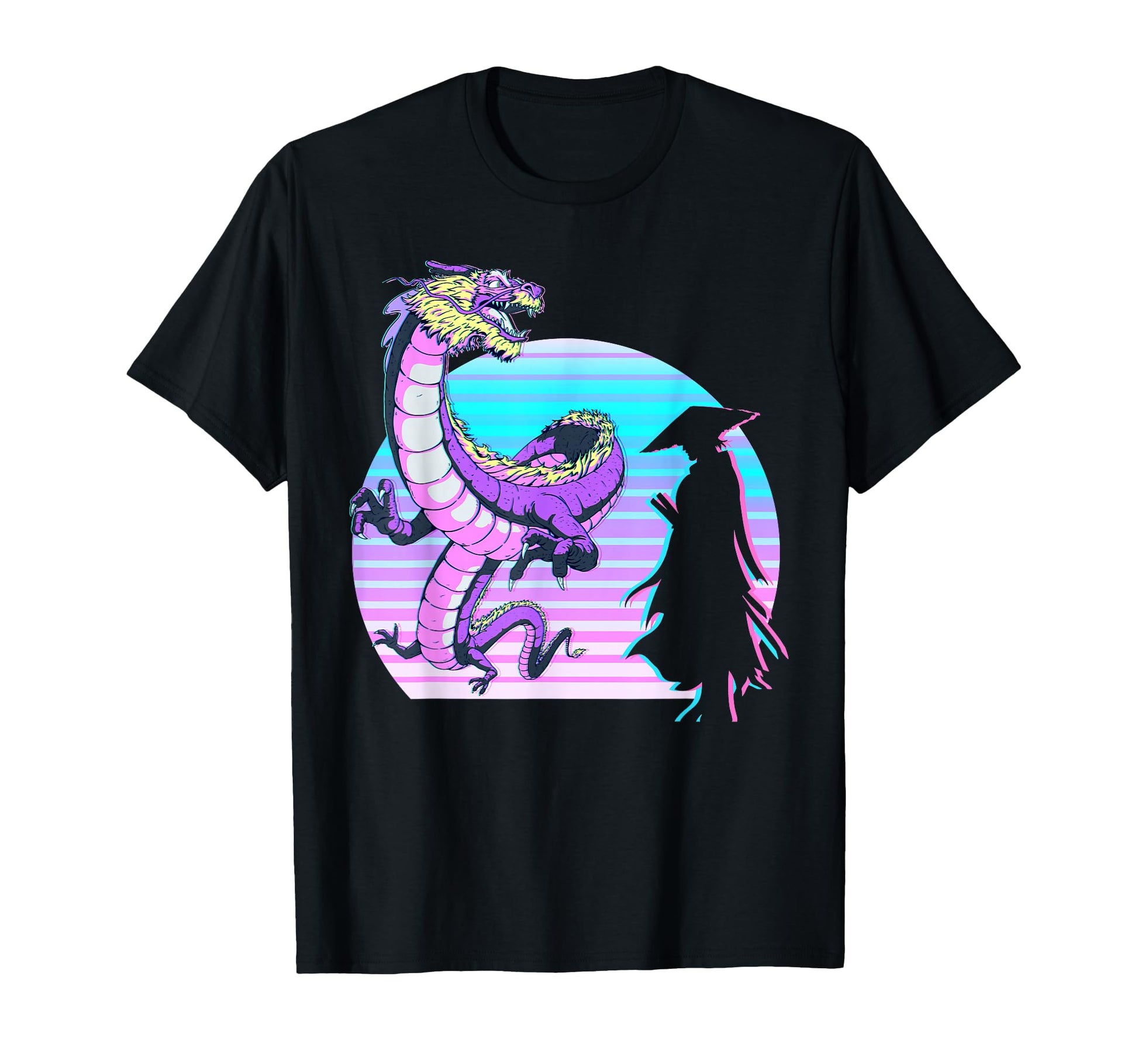Japanese Dragon Samurai Vaporwave T-Shirt - Graphic Print for Adults - T-Shirt, Sweatshirt, Hoodie