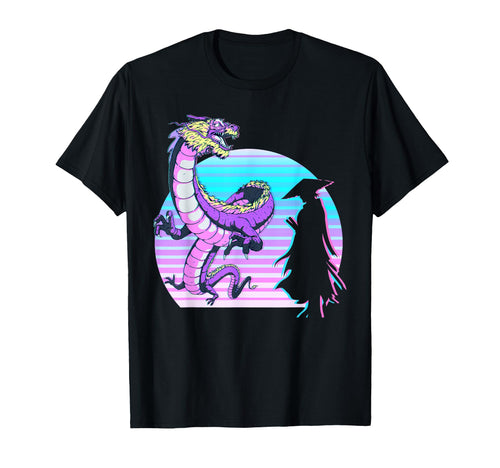Japanese Dragon Samurai Vaporwave T-Shirt - Graphic Print for Adults - T-Shirt, Sweatshirt, Hoodie