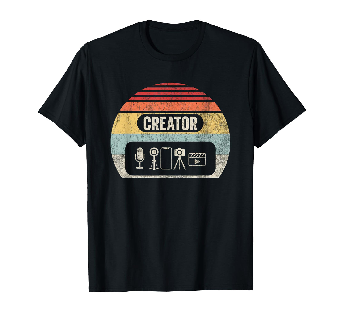 Creator Microphone Tripod Camera Icon T-Shirt - Aesthetic Graphic Unisex - T-Shirt, Sweatshirt, Hoodie
