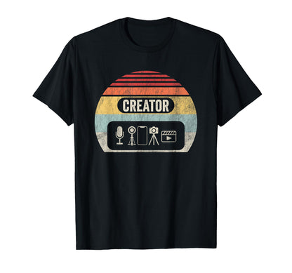 Creator Microphone Tripod Camera Icon T-Shirt - Aesthetic Graphic Unisex - T-Shirt, Sweatshirt, Hoodie
