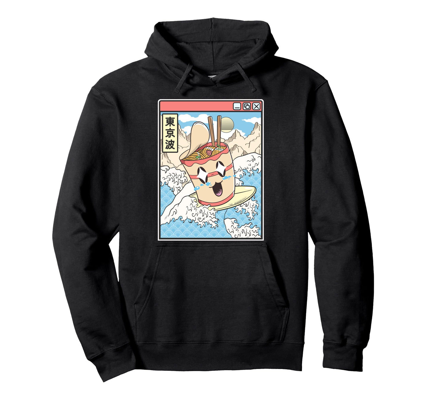 Instant Ramen Noodles Surfing Japanese Wave Hoodie - Trendy Graphic Unisex - T-Shirt, Sweatshirt, Hoodie