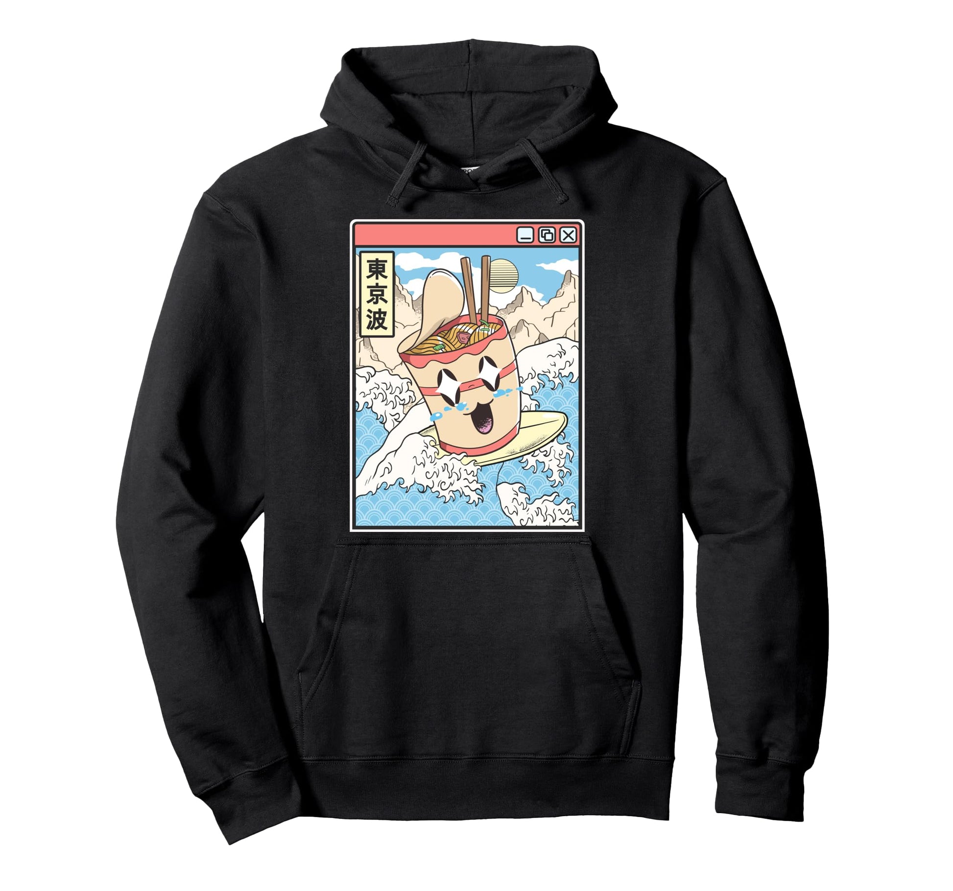 Instant Ramen Noodles Surfing Japanese Wave Hoodie - Trendy Graphic Unisex - T-Shirt, Sweatshirt, Hoodie