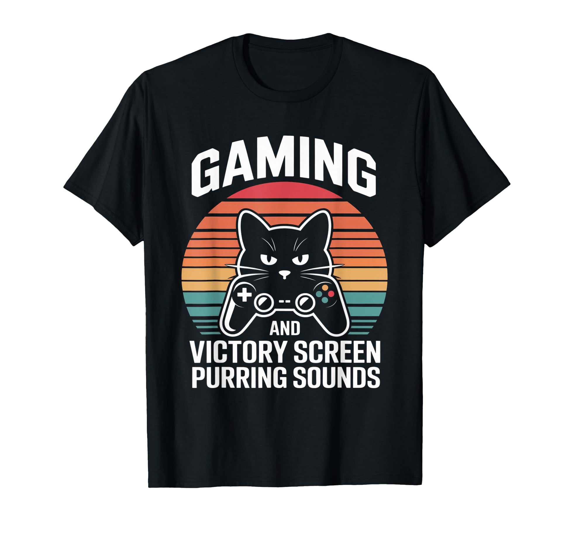 Gaming Cat Dad Victory Screen And Purring T-Shirt - Graphic Print Unisex - T-Shirt, Sweatshirt, Hoodie