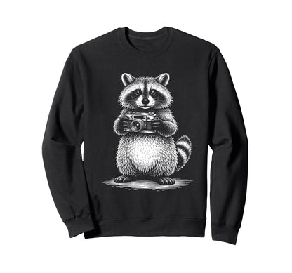 Raccoon Photographer Camera Sweatshirt - Casual Everyday Wear for Adults - T-Shirt, Sweatshirt, Hoodie