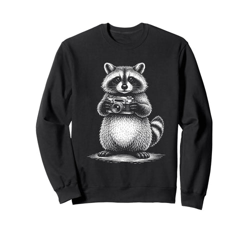 Raccoon Photographer Camera Sweatshirt - Casual Everyday Wear for Adults - T-Shirt, Sweatshirt, Hoodie