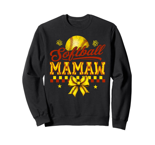 Softball Mamaw Coquette Bow Sweatshirt - Minimalist Print for Adults - T-Shirt, Sweatshirt, Hoodie